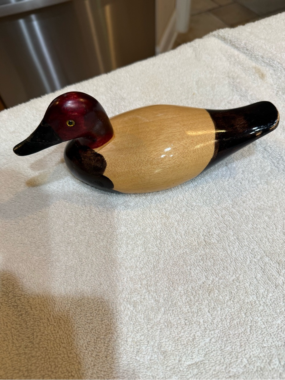 Wooden Duck decor - Natural, Black, Deep Red